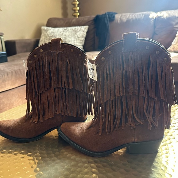 Smoky Mountain Girls Fringe Leather Suede Cowboy Boots - Picture 2 of 6